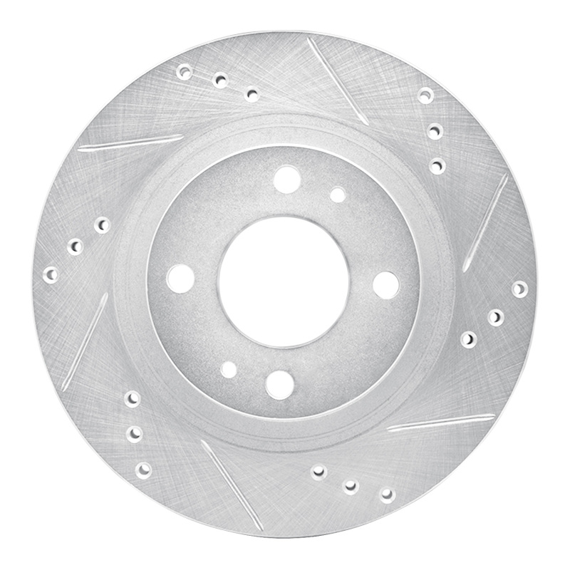 Mitsubishi I-MIEV Brake Rotor (1) - Front Right - R1 Concepts - Drilled & Slotted - Silver - `12-`17
